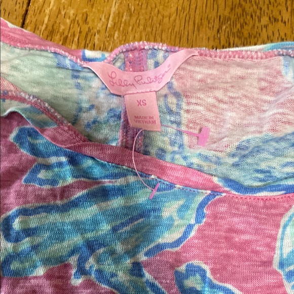 Lilly Pulitzer Pink and Blue Patterned Blouse - Picture 1 of 9